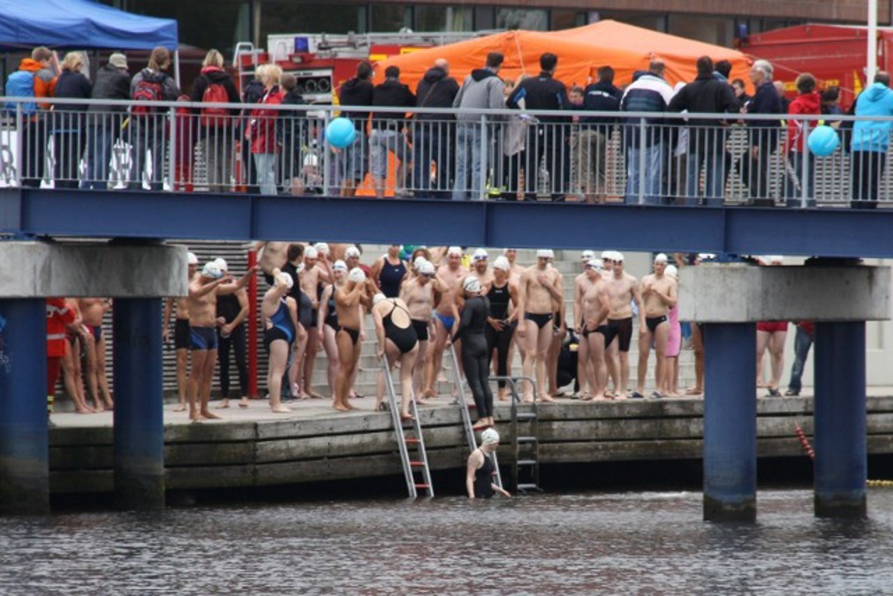 Die Schwimmer vor dem Start