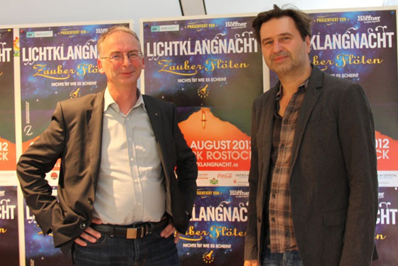 Der Geschäftsführer des IGA Parks, Jörg Vogt (links), und der künstlerische Leiter, Wolfgang Schmiedt