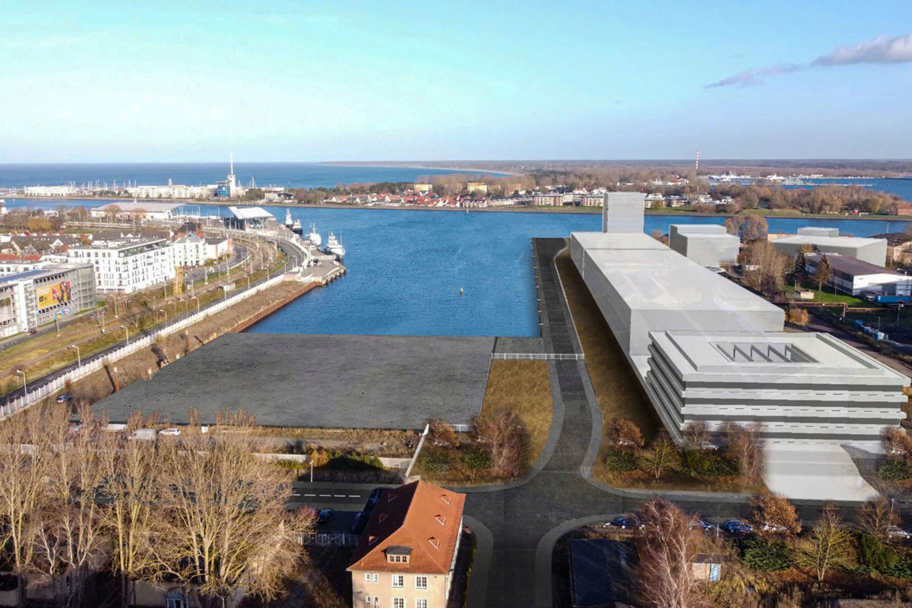 Visualisierung des Werftbeckens Warnemünde