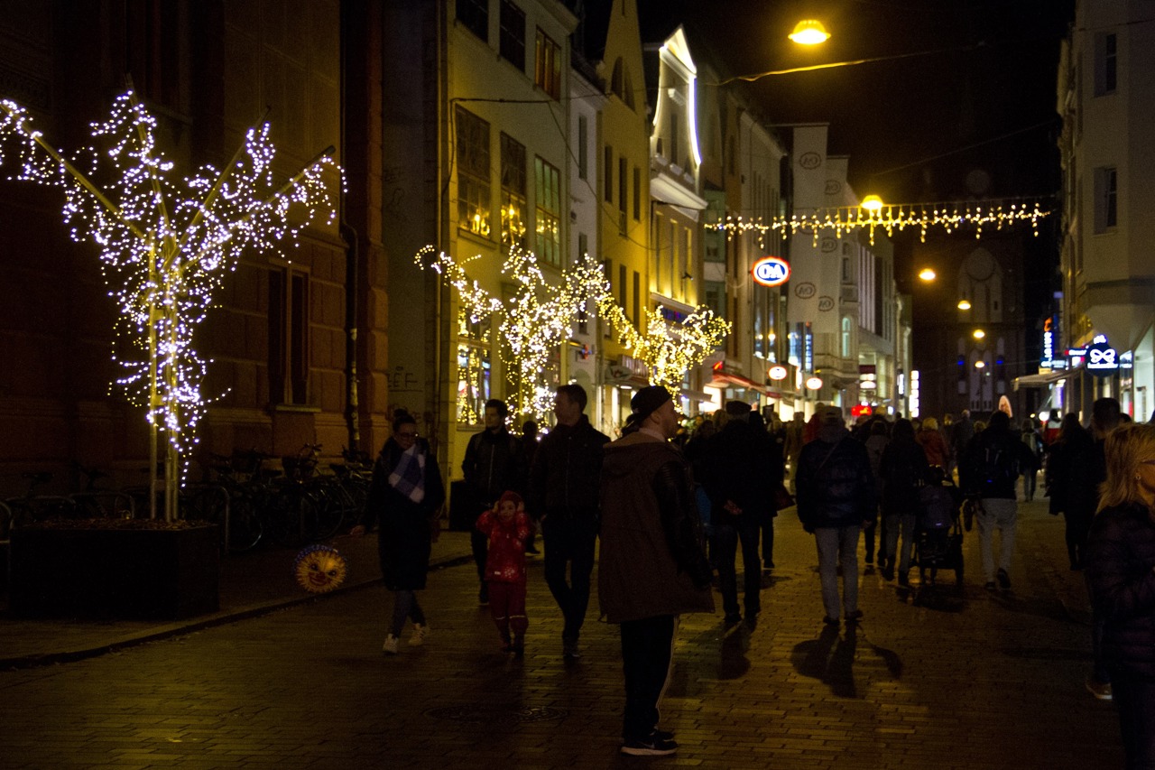 Die Kröpeliner Straße zur 16. Rostocker Lichtwoche