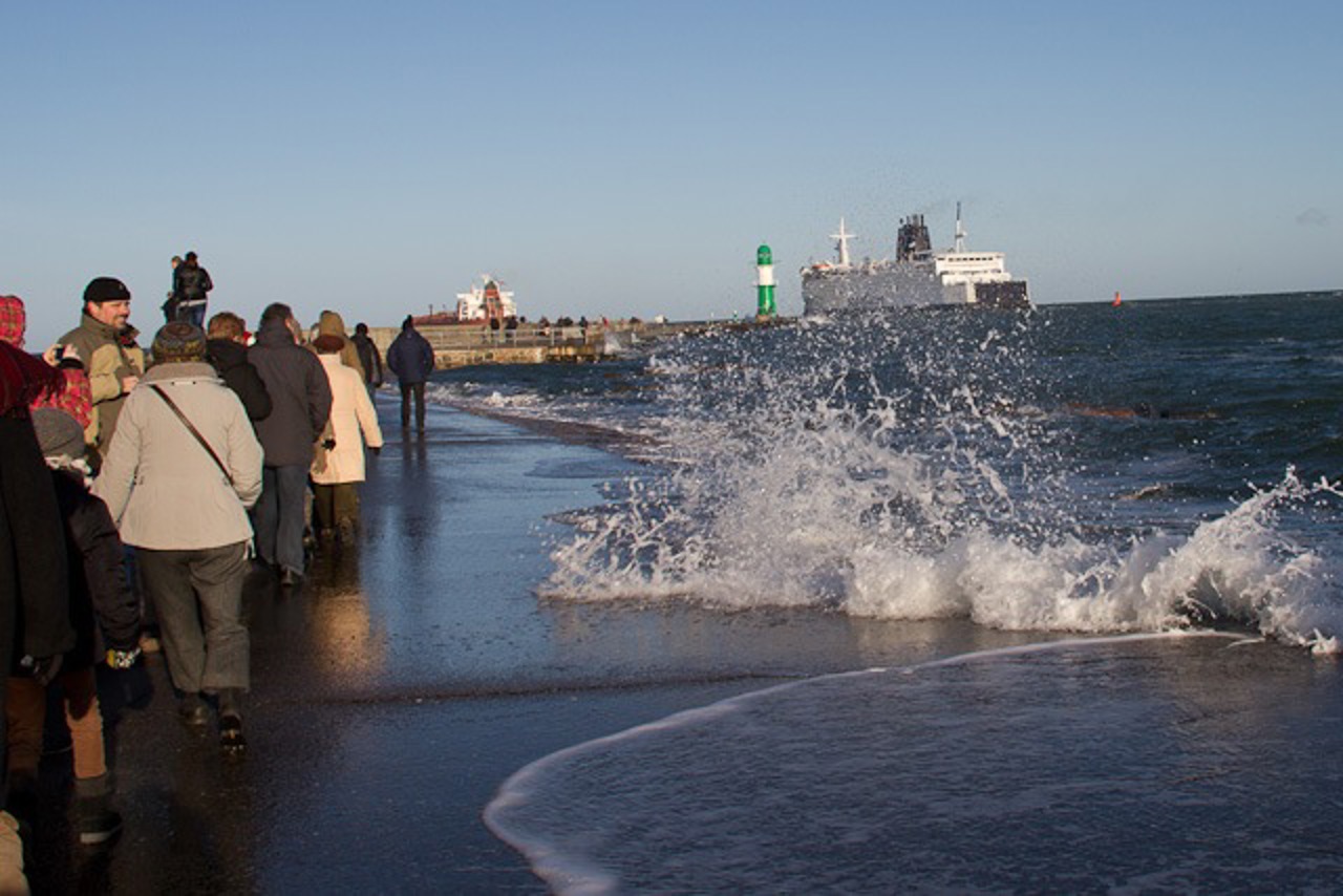Sturmflut an der Warnemünder Westmole
