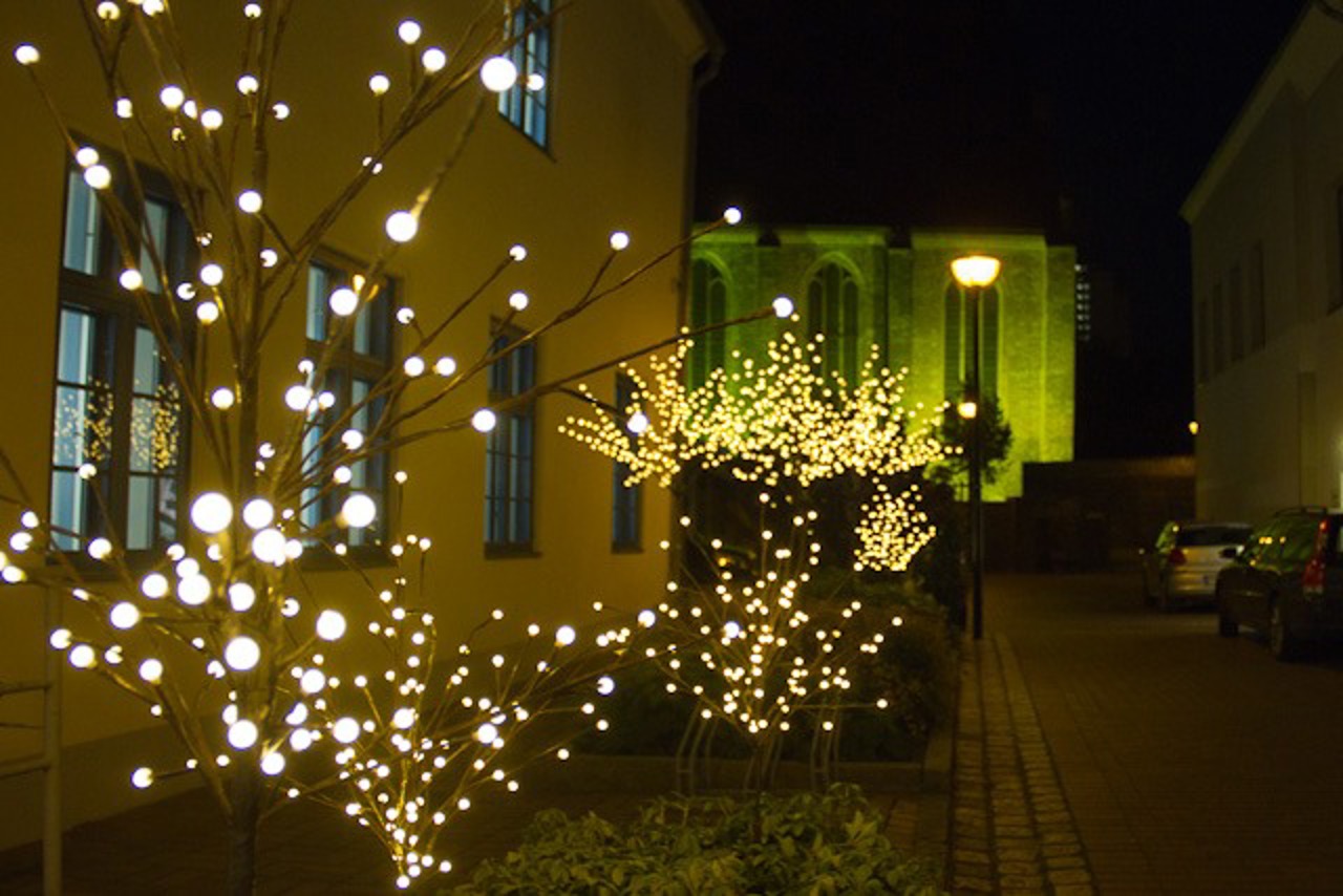 Die Rostocker Lichtwoche zeigt sich auch in den Nebenstraßen.