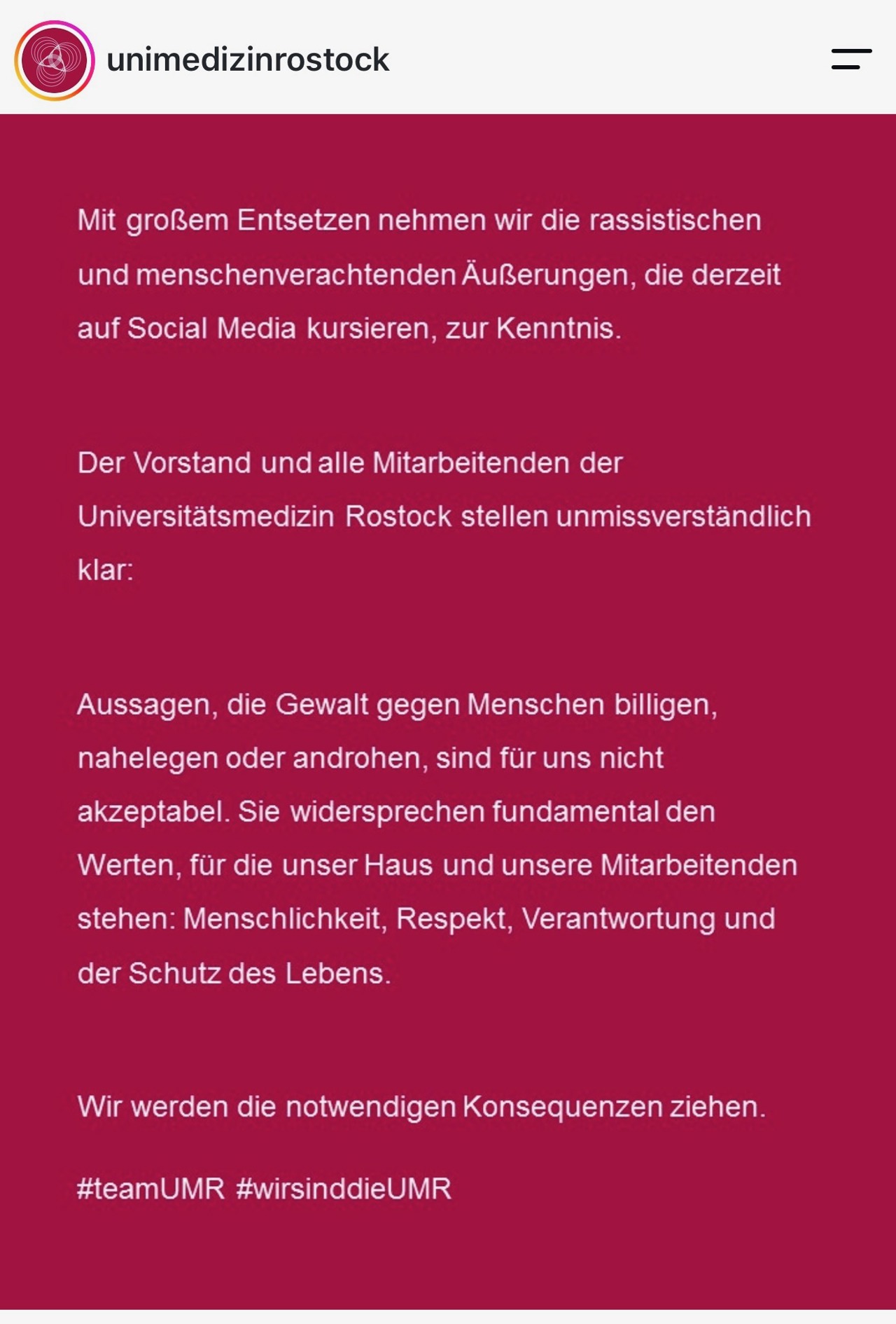 Erklärung der Unimedizin Rostock