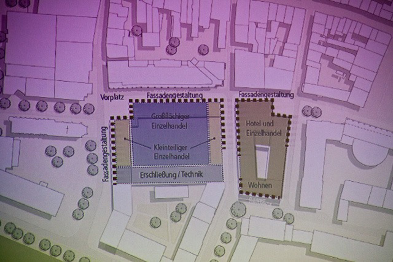 Plan zur Bebauung der Freifläche am Glatten Aal (Entwurf vom Stadtplanungsbüro Machleidt)