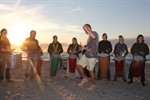 Mittsommernacht am Strand von Warnemünde