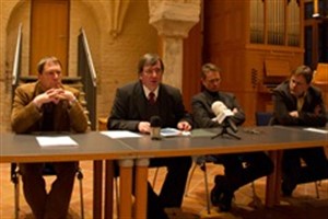 Hochschulleitung der HMT Prof. Peter Manfred Wolf, Prof. Christfried Göckeritz, Prof. Stephan Imorde und Prof. Dr. Birger Pertersen