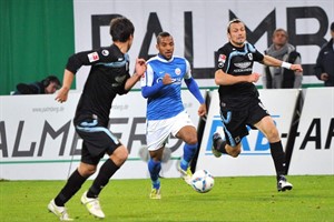 Mohammed Lartey (Hansa Rostock) bereitete in der Partie gegen die Münchener Löwen beide Treffer aus Standardsituationen vor