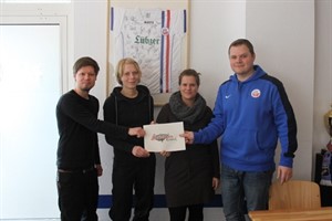 Lernzentrum Rostock - Martin Arndt, Anna Hillebrand (Projekt Lernzentrum), Susanne Binsch (Fanprojekt) und Christian Falkenberg (Fanbetreuung Hansa Rostock)