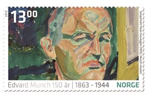 Edvard-Munch-Briefmarke - Selbstportrait (1926) Edvard-Munch-Briefmarke - Selbstportrait (1926)