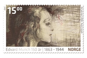 Edvard-Munch-Briefmarke - Das kranke Kind (1896)