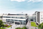 So soll das Gebäude der Zentralen Medizinischen Funktionen der Uniklinik Rostock auf dem Campus Schillingallee nach der Fertigstellung aussehen (Quelle: Haid + Partner GmbH Architekten + Ingenieure, Nürnberg)