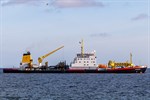 Baggerschiff „Nordsee“ im Seekanal vor Rostock-Warnemünde