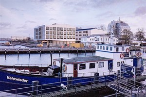 Landessportschule Warnemünde - Blick vom Alten Strom (Visualisierung: MHB Architekten)