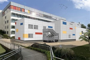 Ansicht des Modulanbaus im Innenhof (Visualisierung: MHB Architekten + Ingenieure GmbH Rostock)