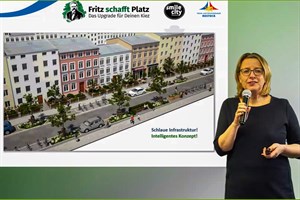 Grünamtschefin Ute Fischer-Gäde stellt die Pläne für die Fritz-Reuter-Straße in der KTV vor (Screenshot)