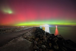 Polarlichter über der Ostsee vor Warnemünde